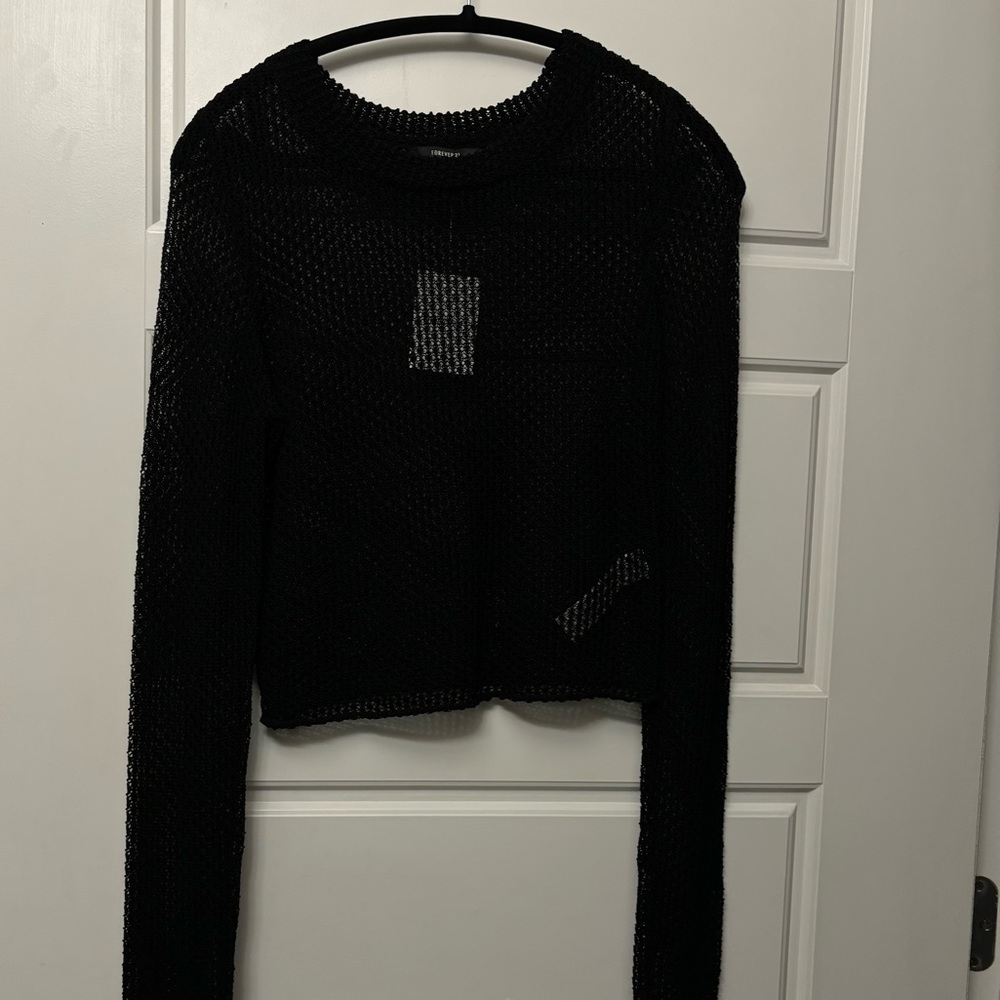 FOREVER21 Elegant Black Knit Women's Top